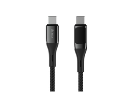 Кабель OLMIO GEEK Type-C-Type-C 60W USB2.0 1.2м тканевая оплетка дисплей (499618) Черный